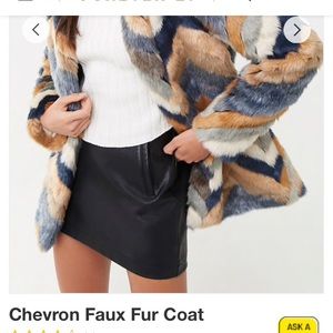 FOREVER 21 Chevron Faux Fur Coat